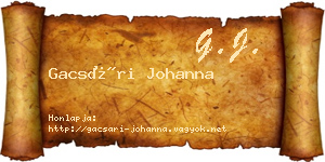 Gacsári Johanna névjegykártya